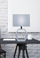 Lampka nocna Vidal ceramiczna szara nowoczesna z abażurem