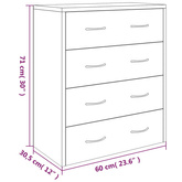 Komoda z 4 szufladami, 60 x 30,5 x 71 cm, czarna