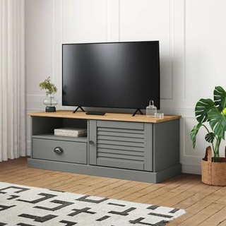 vidaXL Szafka pod TV VIGO, szara, 106x40x40 cm, lite drewno sosnowe