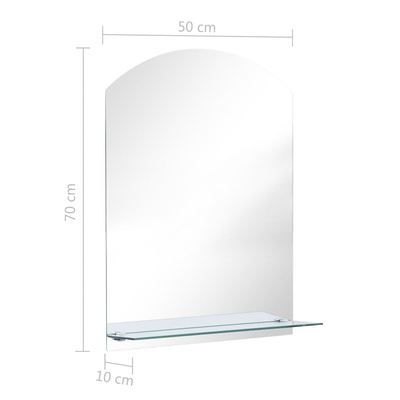 vidaXL Lustro ścienne z półką, 50x70 cm, hartowane szkło