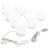 vidaXL Lustro ścienne z lampkami LED, bez ramy, okrągłe, szklane