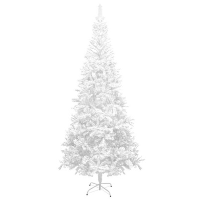 vidaXL Sztuczna choinka z lampkami i bombkami, L, 240 cm, biała