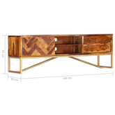 vidaXL Szafka pod TV, 140x30x45 cm, lite drewno sheesham model standard