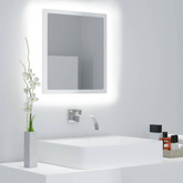 vidaXL Lustro łazienkowe LED, wysoki połysk, białe, 40x8,5x37cm, akryl