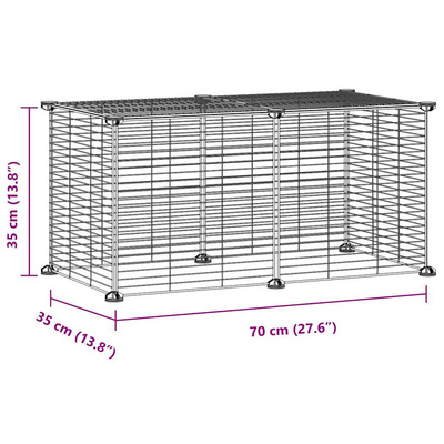 Klatka dla zwierząt, 8 paneli, czarna, 35x35 cm, stalowa