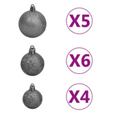 vidaXL Sztuczna, oszroniona choinka, lampki, bombki i szyszki, 150 cm