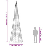 vidaXL Choinka z lampek, na maszt, 1534 zimne białe LED, 500 cm
