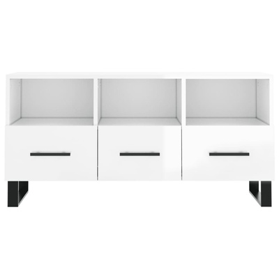 vidaXL Szafka pod TV, biała, wysoki połysk, 102x36x50 cm model standard