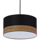 Lampa wisząca z abażurem Porto czarna z fornirem do salonu