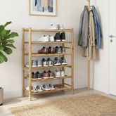 Stojak na buty z półką Naturalny 68 x 28 x 96 cm Bambus