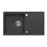 Zlewozmywak granitowy TONY 111 – jednokomorowy, wpuszczany, black dotted/elementy stalowe, Quadron