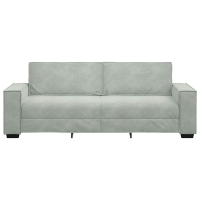 Sofa 3-osobowa, jasnoszara, 220x78x84 cm, tapicerowana aksamitem
