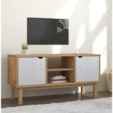 vidaXL Szafka pod TV OTTA, brązowo-biała 113,5x43x57 cm, sosna