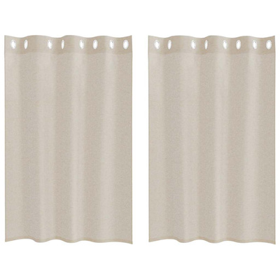 Firany Voile z zasłonami 2 pcs piaskowy 140 x 140 cm Poliester