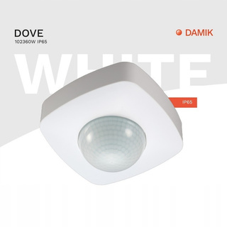 DAMIK Czujnik czujka PIR natynkowy sufitowy Dove 360° 2000W biały IP65