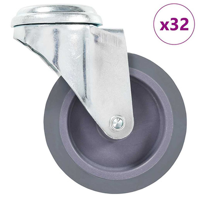 32 skrętne kółka z otworem na śrubę, 75 mm