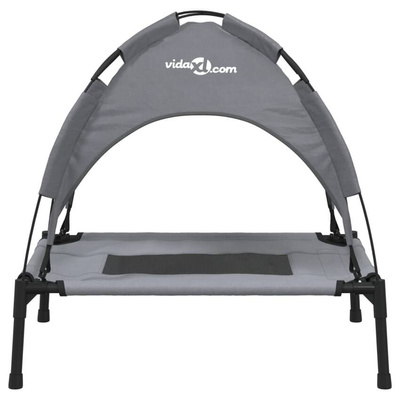 vidaXL Legowisko dla psa, z baldachimem, antracytowe, tkanina i stal