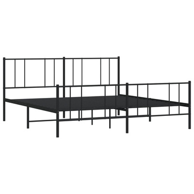 Metalowa rama łóżka z wezgłowiem i zanóżkiem, czarna, 200x200cm vidaXL