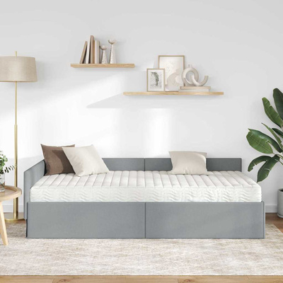 Rama Łóżka Narożnego z Materacem 2 szt. Jasnoszary 90 x 200 cm