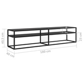 vidaXL Szafka pod TV, czarna, 180x40x40,5 cm, szkło hartowane
