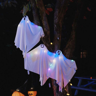 Zawieszany Duch Halloween 3 pcs Biały 52 x 62 cm Poliester