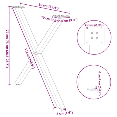 Nogi do stołu jadalnego w kształcie litery X 2 szt. Antracyt 90x(72-73) cm Stal