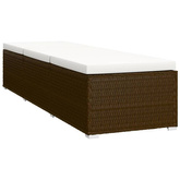 vidaXL 3-częściowy zestaw, leżaki ze stolikiem, polirattan, brązowe