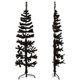 Smukła choinka połówka ze stojakiem, sztuczna, czarna, 150 cm