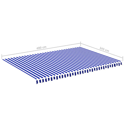 Zapasowa tkanina na markizę, niebiesko-biała, 5x3,5 m, poliester