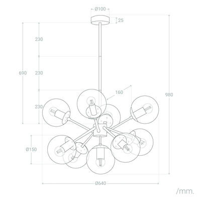 Lampa Wisząca szklane Kule Abruzzo Siera