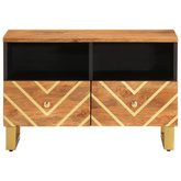 vidaXL Szafka pod TV, brązowo-czarna 70x33,5x46 cm, lite drewno mango