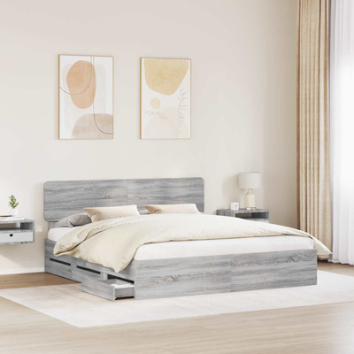 Ramka łóżka Szary Sonoma 200 x 200 cm Drewno inżynieryjne
