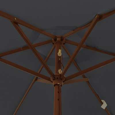 Parasol ogrodowy na drewnianym słupku, czarny, 196x231 cm