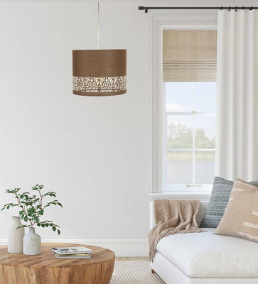 Lampa wisząca z abażurem Arabesca brązowa do salonu