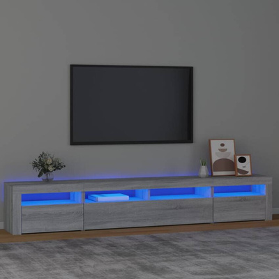 vidaXL Szafka pod TV z oświetleniem LED, szary dąb sonoma,240x35x40 cm