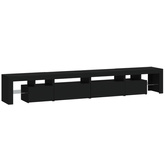 vidaXL Szafka pod TV z oświetleniem LED, czarna, 260x36,5x40 cm