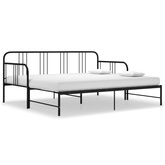 z wysuwaną ramą łóżka, czarna, metalowa, 90x200 cm Sofa