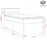 Łóżko kontynentalne z materacem Czarny 100 x 200 cm tkanina