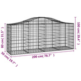 Kosze gabionowe, 14 szt, 200x50x80/100 cm, galwanizowane żelazo