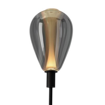 Lampa podłogowa Denso czarna z dymionym szklanym kloszem nowoczesna 1x5W G9