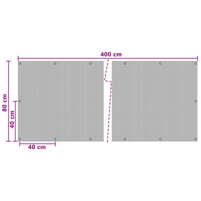 Ekran Balkonowy z Oczkami 400 x 80 cm polirattan antracytowy