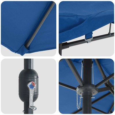 Parasolka ogrodowa 385 x 209 x 244 cm Poliester Niebieski azur
