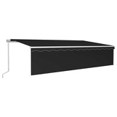 Ręcznie zwijana markiza z zasłoną i LED, 6x3 m, antracytowa