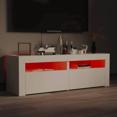 Szafka pod TV z oświetleniem LED, biała, 120x35x40 cm vidaXL