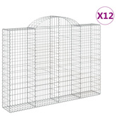 Kosze gabionowe, 12 szt, 200x30x140/160cm, galwanizowane żelazo