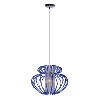 Lampa wisząca Imperia niebieska z szerokim kloszem pojedyncza do jadalni E27