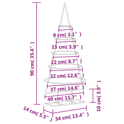 vidaXL Metalowa choinka świąteczna, do dekoracji, czarna, 90 cm wariant 5