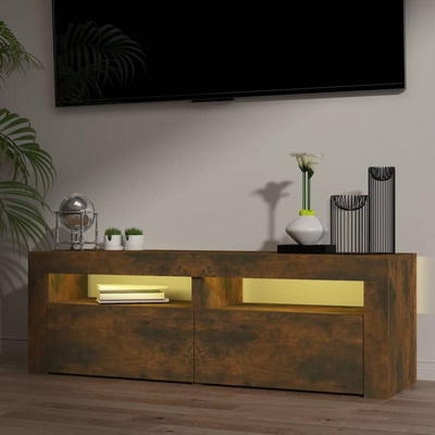 vidaXL Szafka pod TV z oświetleniem LED, przydymiony dąb, 120x35x40 cm
