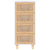 Szafka, biała, 40x30x90 cm, lita sosna i naturalny rattan