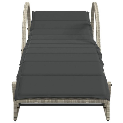 vidaXL Leżaki ze stolikiem, 2 szt., jasnoszare, polirattan